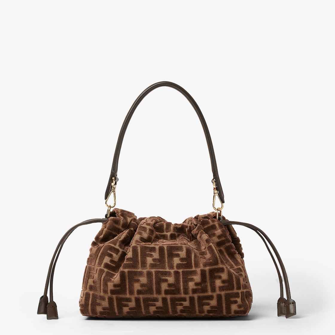 FENDI Mamma Baguette Medium Dark brown jacquard FF velvet bag - Image 2